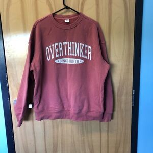 Overthinker Graphic Crewneck Sweatshirt - Dusty Rose